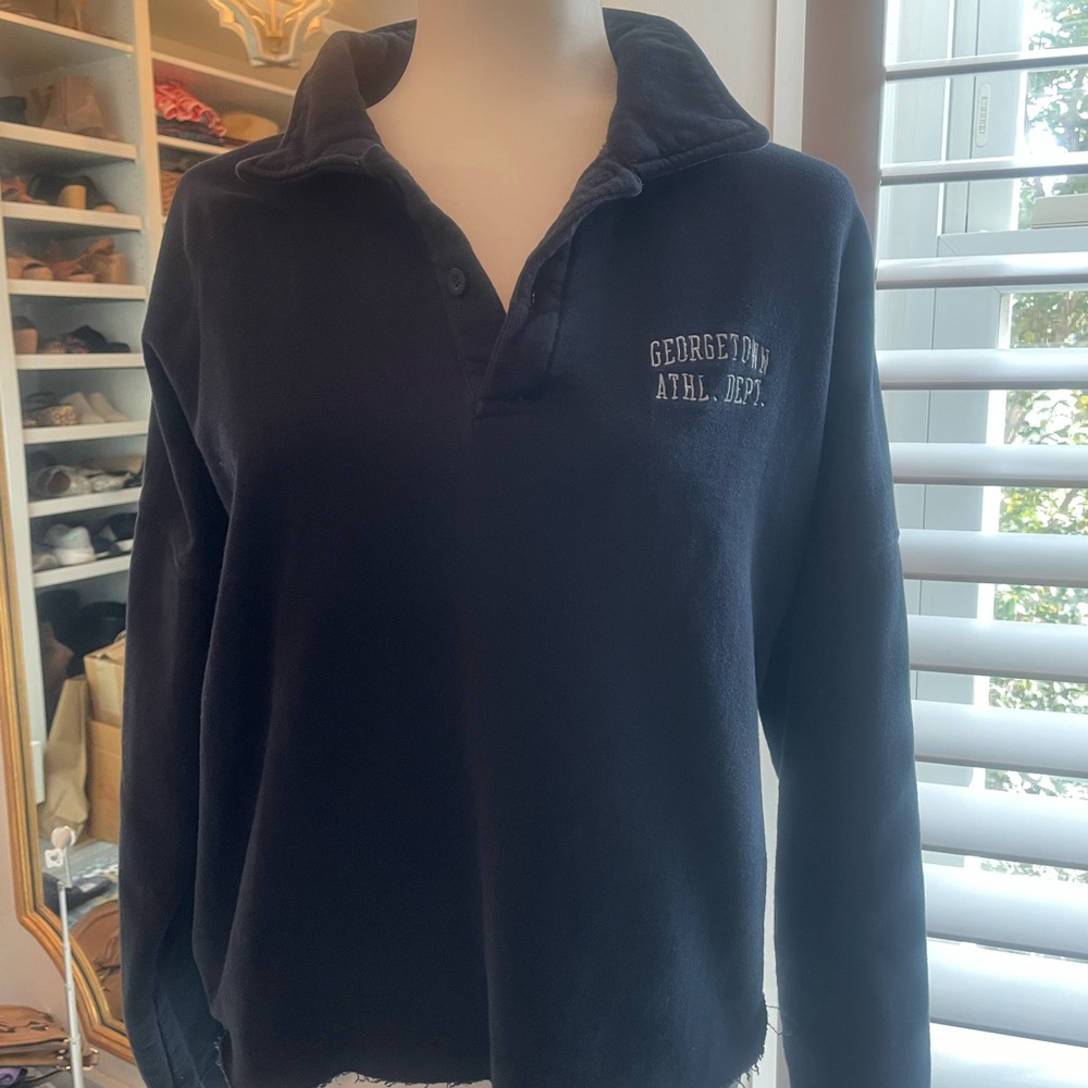 John Galt “Georgetown Athl. Dept” split neck sweatshirt